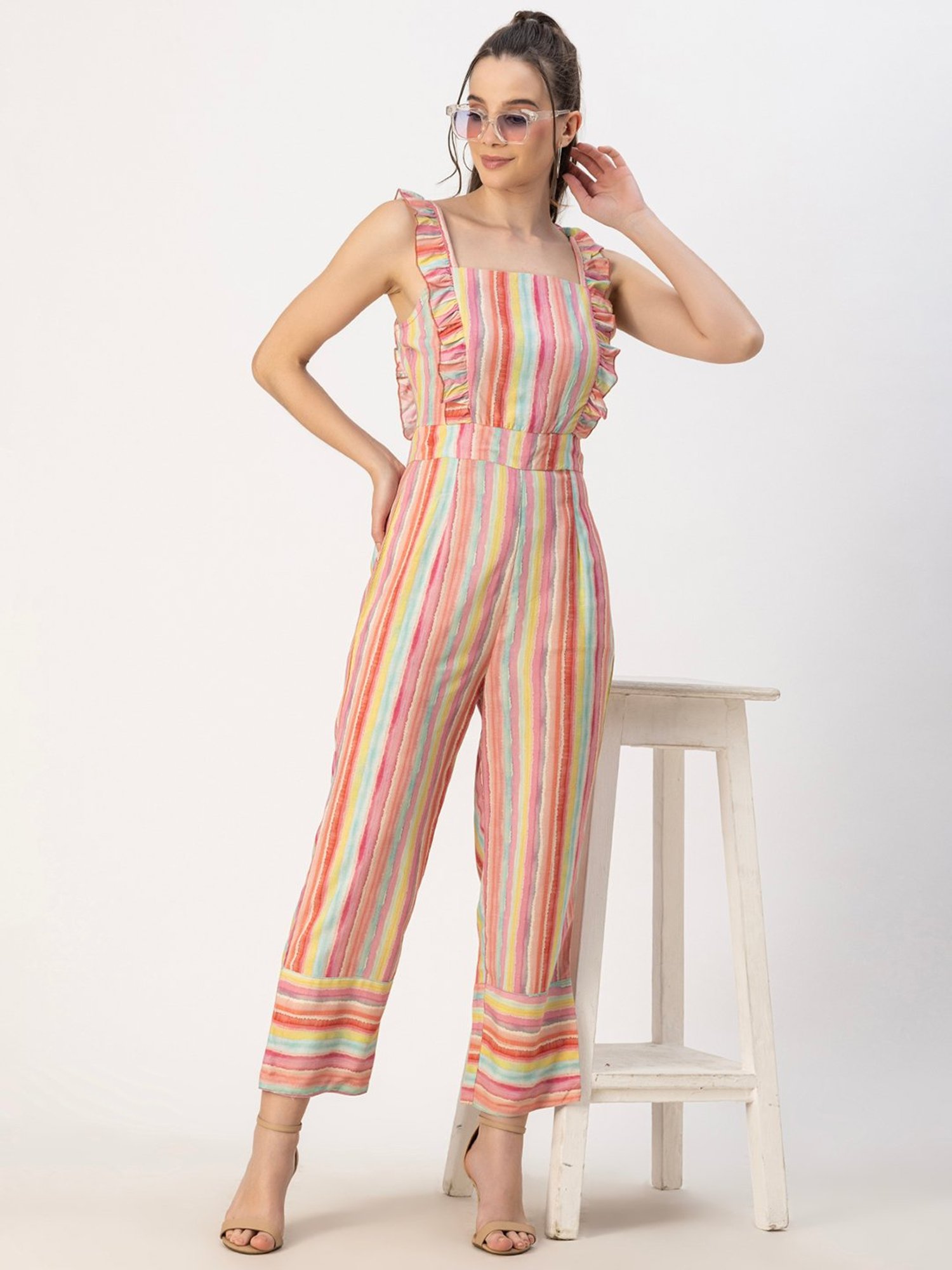 Moomaya Multicolor Striped Jumpsuit