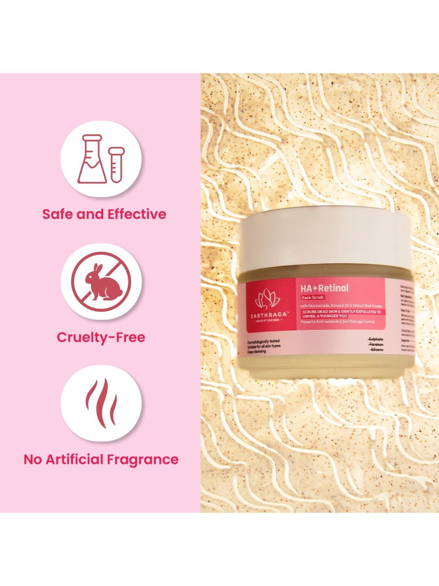 Earthraga HA + Retinol Face Scrub - 100 ml