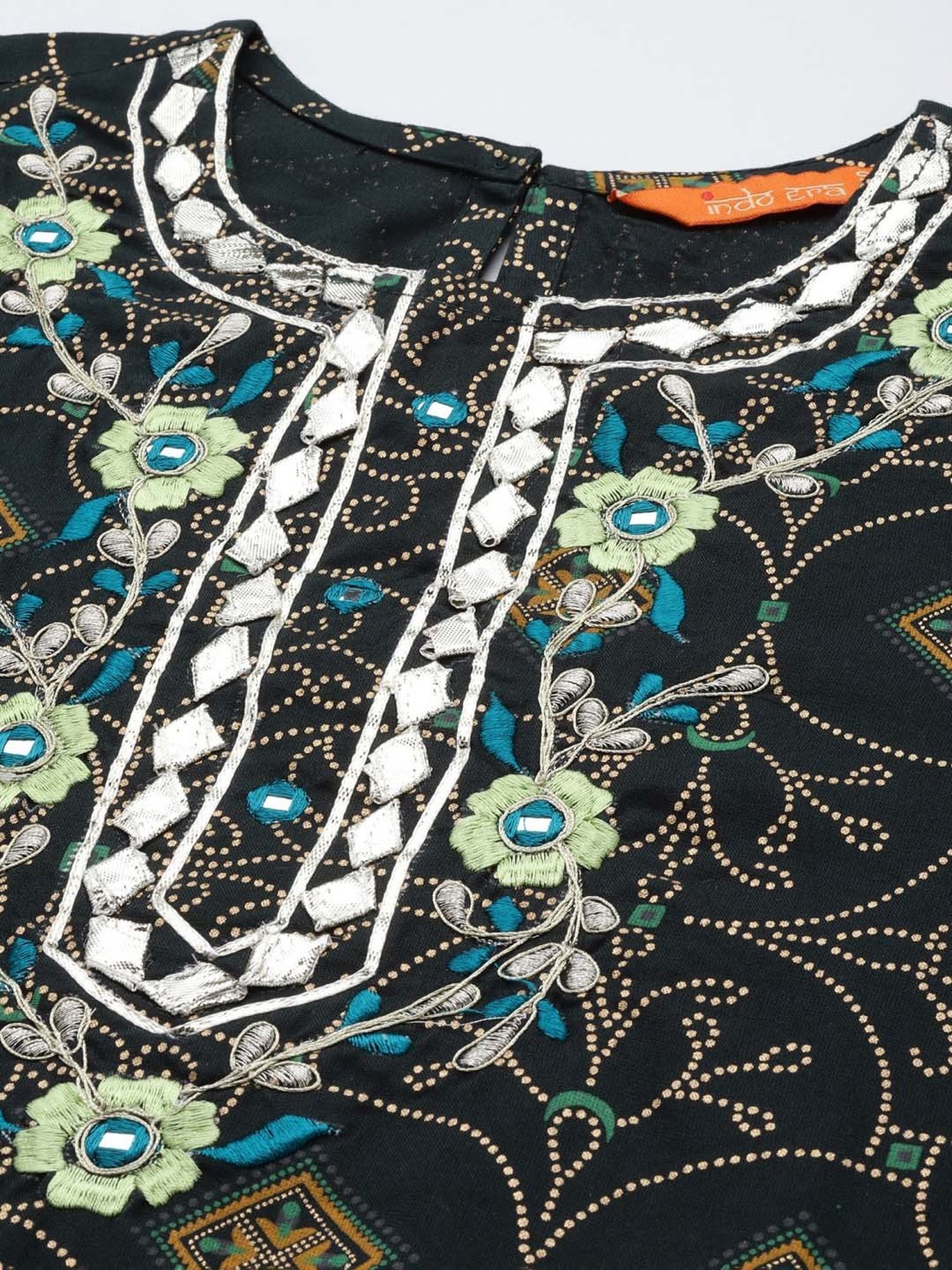 Indo Era Green Embroidered Kurta Sharara Set With Dupatta