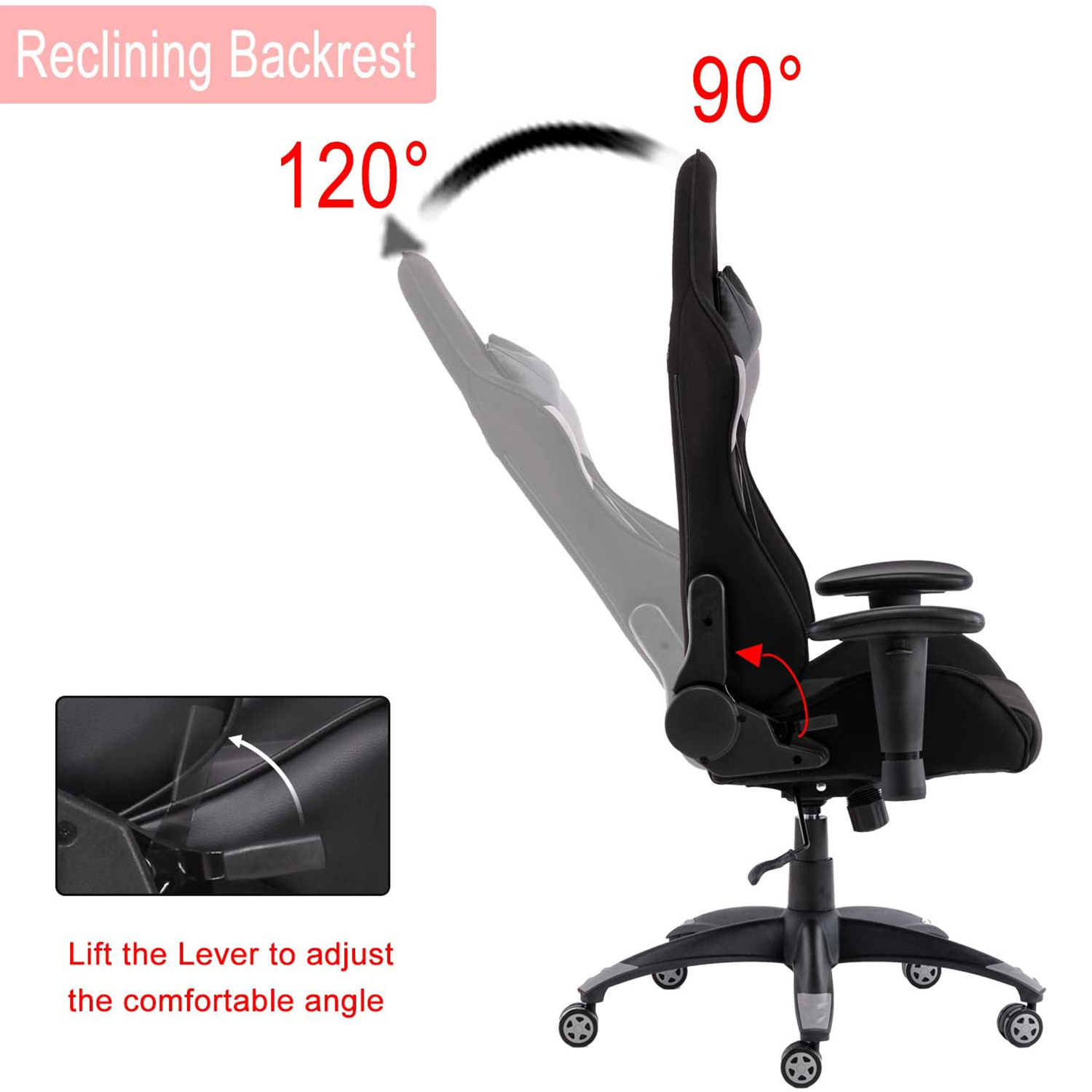 SMUGDESK Gaming Chair Racing Computer Desk Office Chair High Back Game Chair Seat Height Armrest Adjustable Swivel Ergonomic Task Chair with Headrest and Lumbar Support,Grey