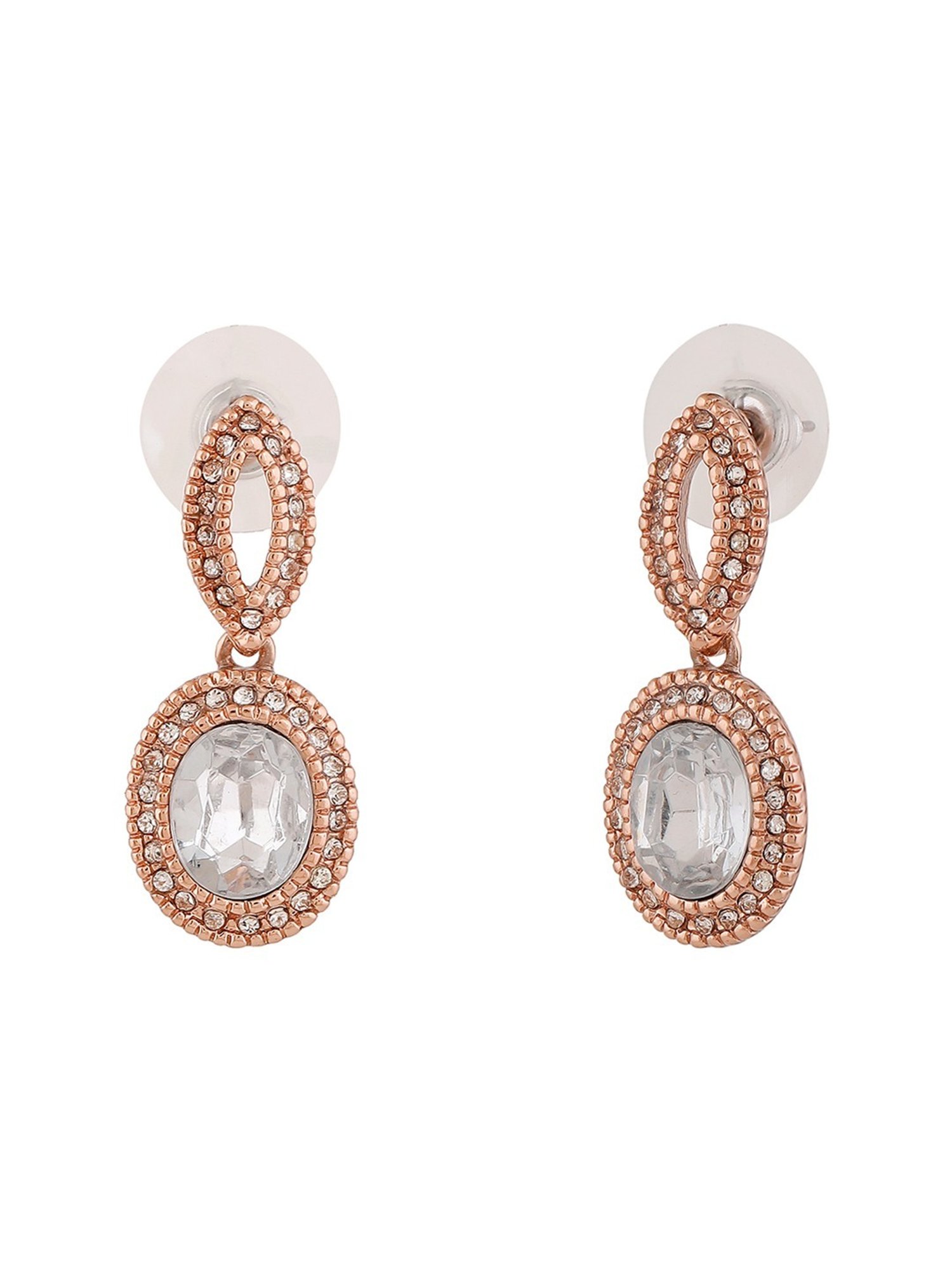 Estele Rose Gold-Plated Sparkling Drop Earrings