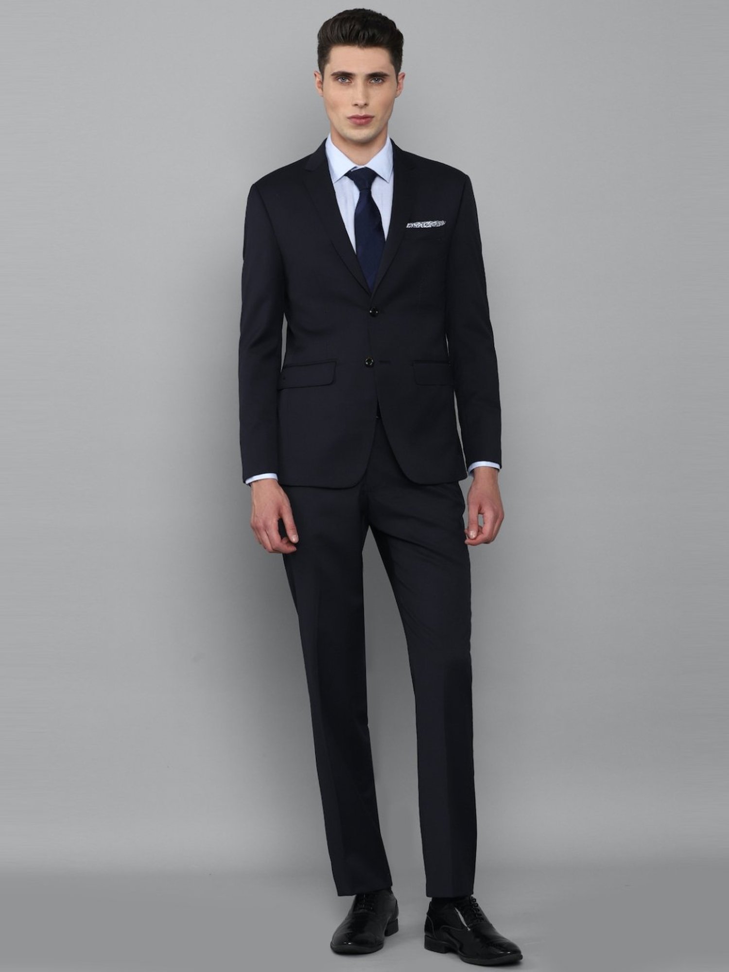Luxure By Louis Philippe Navy Blue Slim Fit Two Piece Suit