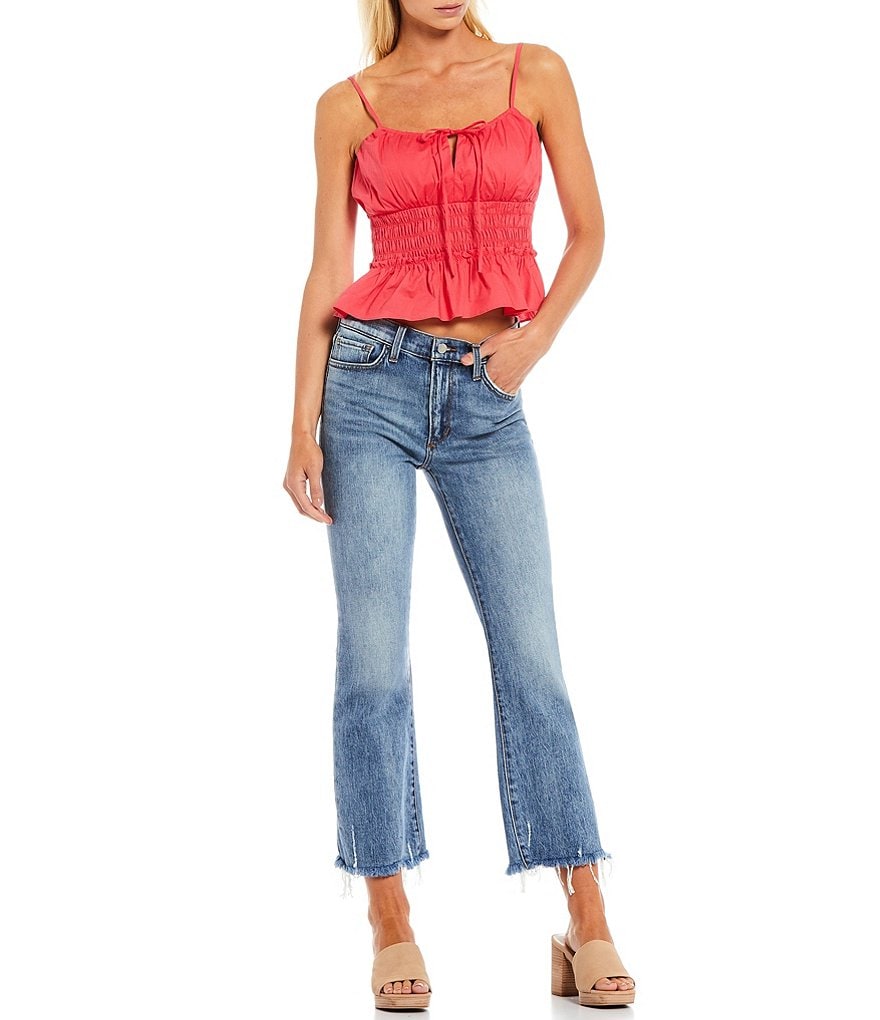 WAYF Sweetheart Neck Smocked Waist Sleeveless Cami Top