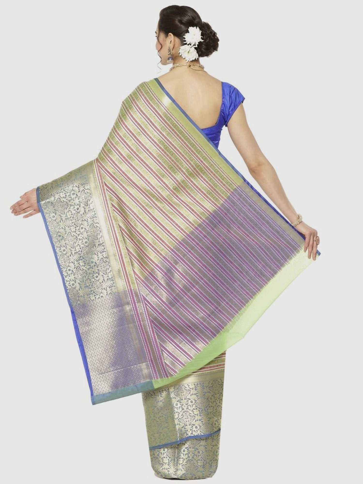 Banarasi Silk Works Green Woven Saree With Unstitched Blouse
