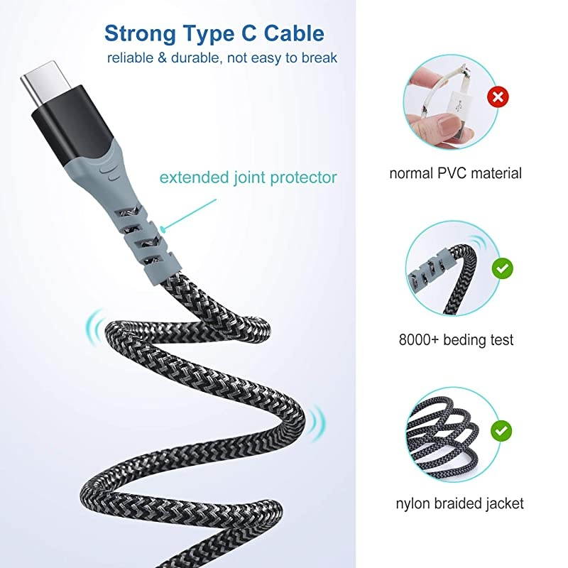 Adaptive Fast Charging Wall Charger with USB C Cable 10Ft,  Fast Charger Power Adapter USB Type C Cable Fast Charging Compatible with Samsung Galaxy S8/9+/10e,Note 8/9,LG G5/6 V20/30-Black