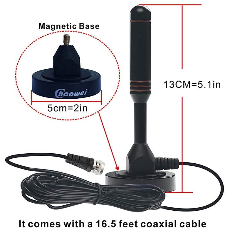 DVB66 Digital TV AntennaPortable Indoor Outdoor TV Antenna with Magnetic Base165ft Long CableOmnidirectional Receiving for 4K 1080P TVATSC Tuner