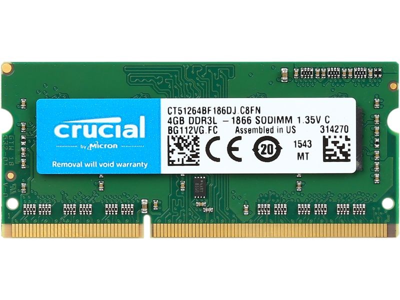 Crucial 16GB (2 x 8GB) 204-Pin DDR3 SO-DIMM DDR3L 1866 (PC3L 14900) Notebook Memory Model CT2K102464BF186D