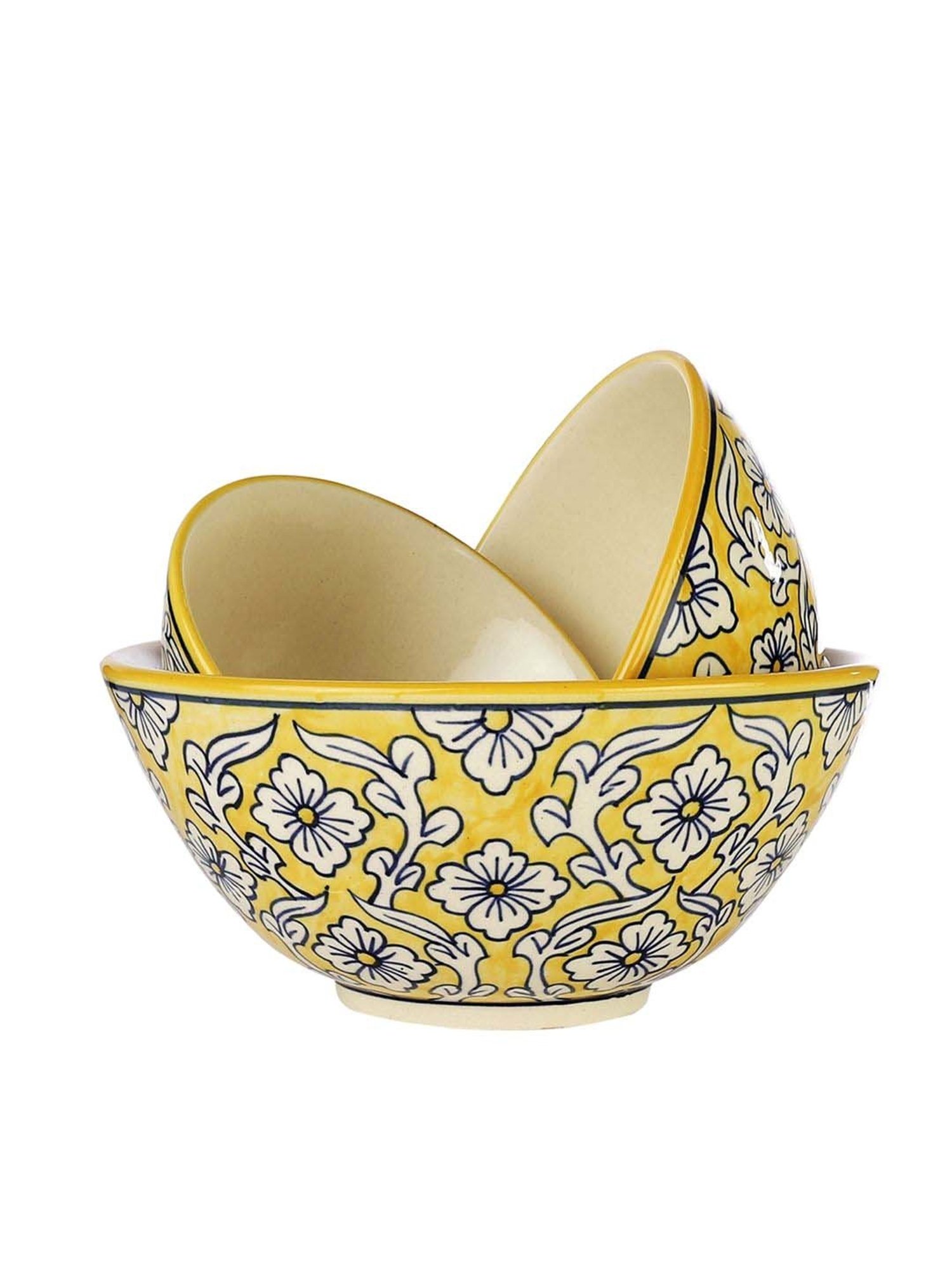 VarEesha Manohar Yellow Ceramic Serving Bowl - Set of 3