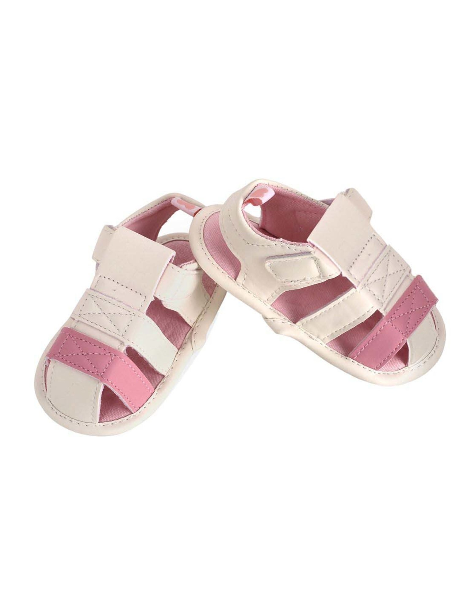 Baby Moo Kids White & Pink Casual Sandals