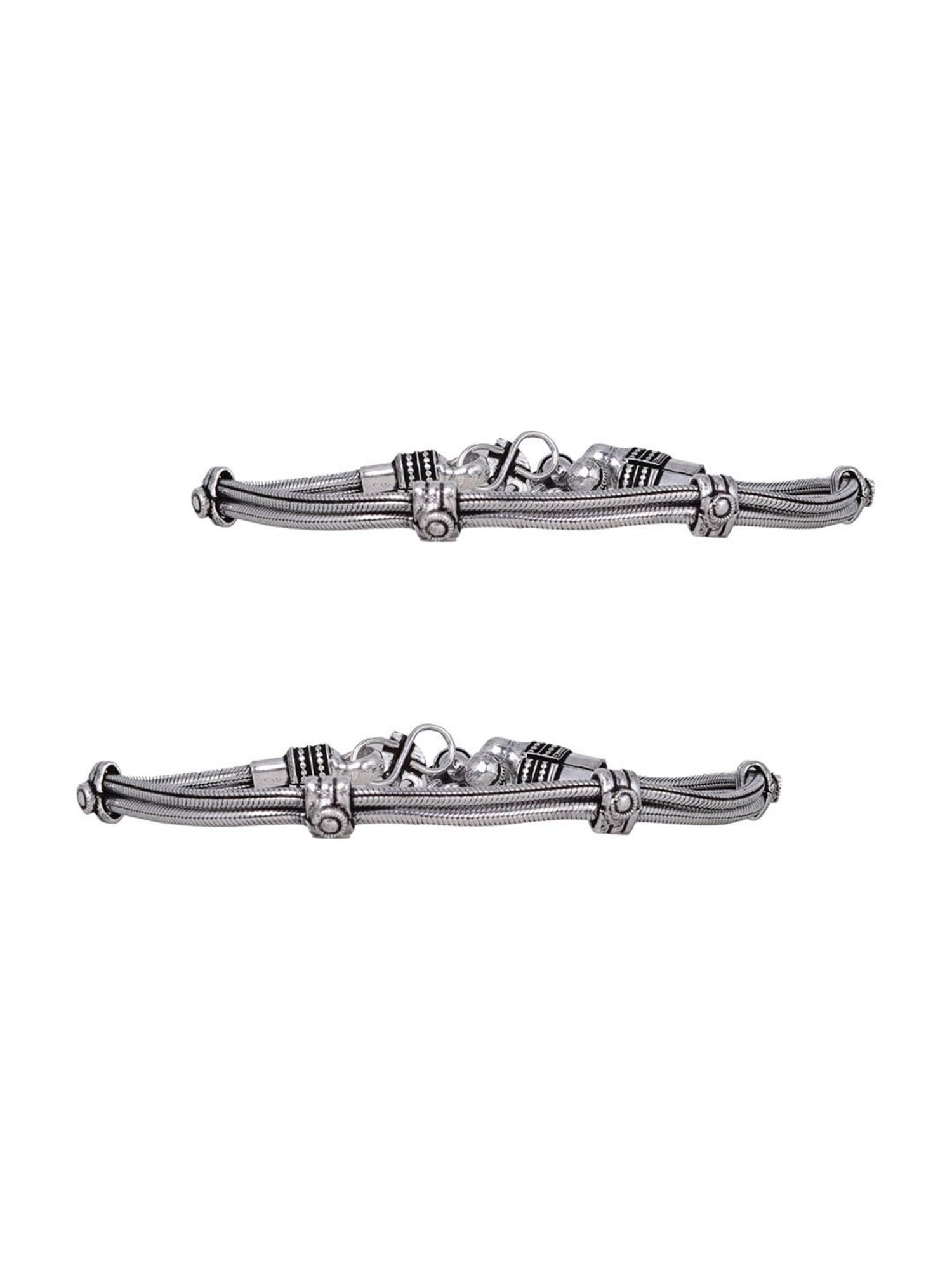 Teejh Chirasvi Silver Oxidized Anklets