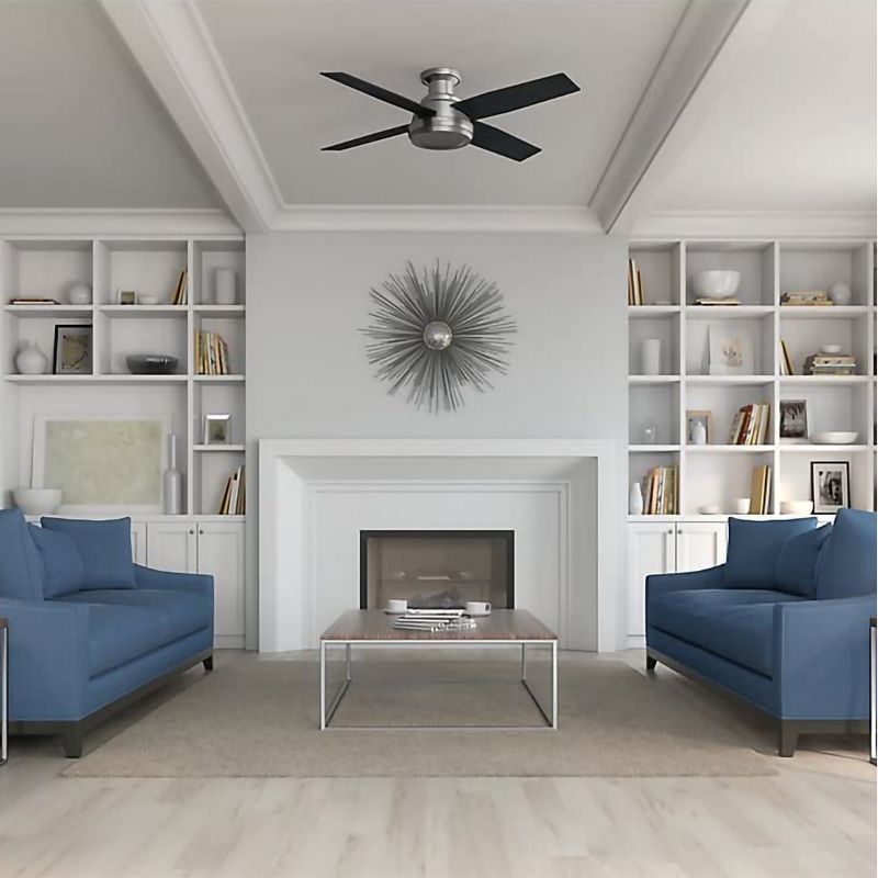 Hunter Fan Company Dempsey 44" 3 Speed Quiet Indoor Ceiling Fan with Integrated Energy Efficient LED Light and Handheld Remote Control, White (2 Pack)