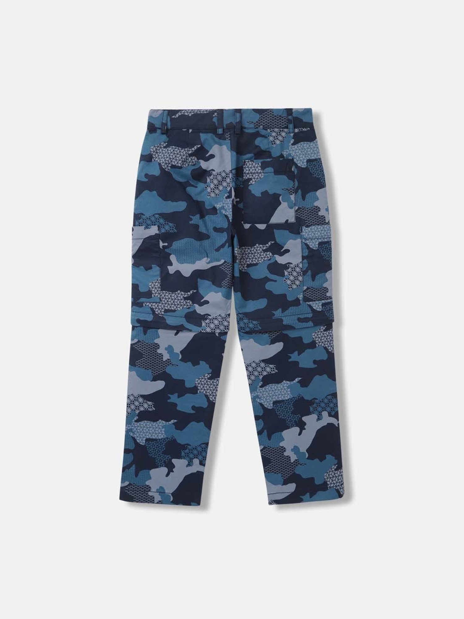 Blue Giraffe Boys Blue Cotton Camouflage Trousers