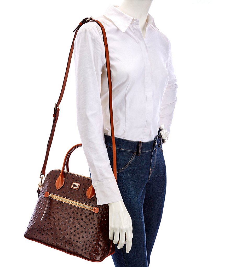 Dooney & Bourke Ostrich Collection Large Domed Satchel Bag