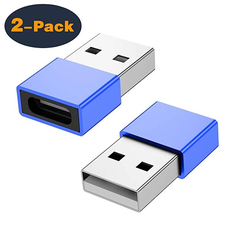 USB C Female to USB Male Adapter 2Pack  Type C to USB A Adapter Compatible with Laptops Power Banks Chargers and More Devices with Standard USB A PortsBlue