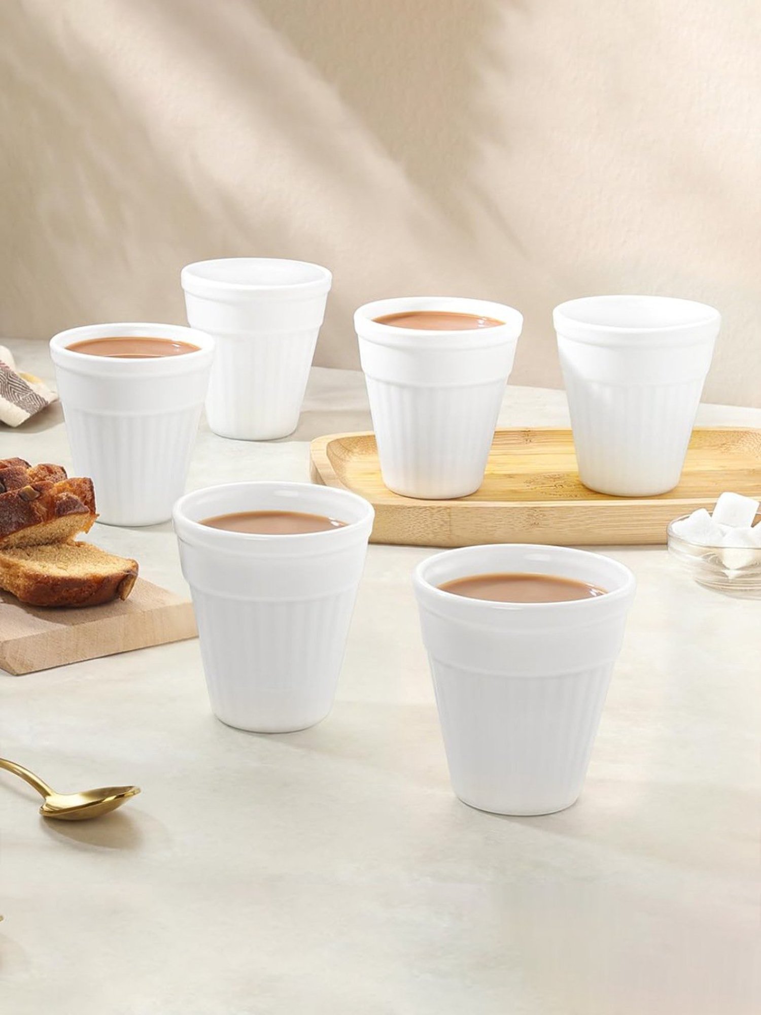 Larah by Borosil White Ceramic Opalware Mug - Set of 6 160ml