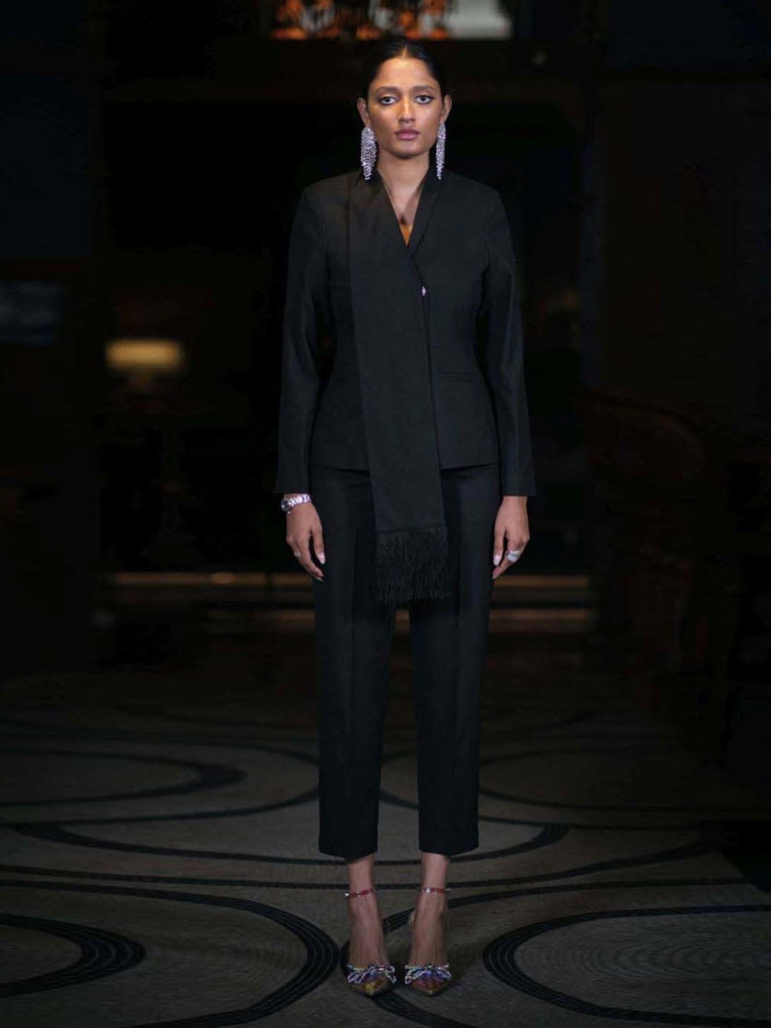 Qua Ebony Black Club 82 Short Fringed Blazer