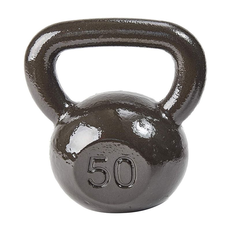 Everyday Essentials 50 Pound Full Body Fitness Exercise Strength Training Free Weight Kettlebell Weight Equipment for Home and Gym Workouts