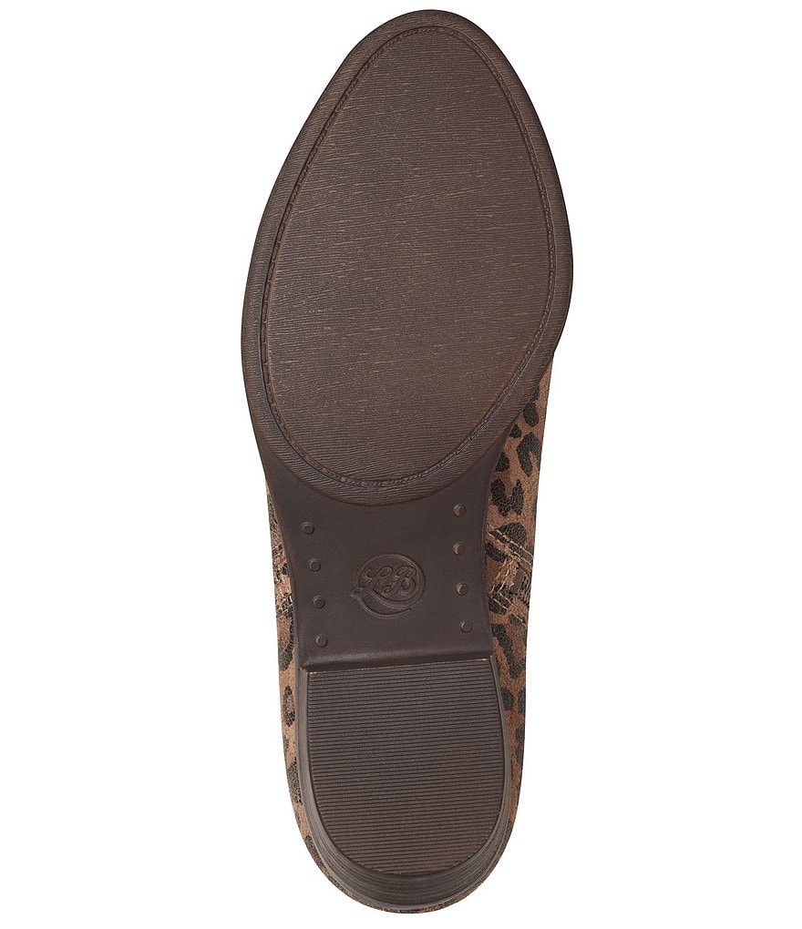 Lucky Brand Basel Leopard Printed Leather Side Zip Block Heel Ankle Booties