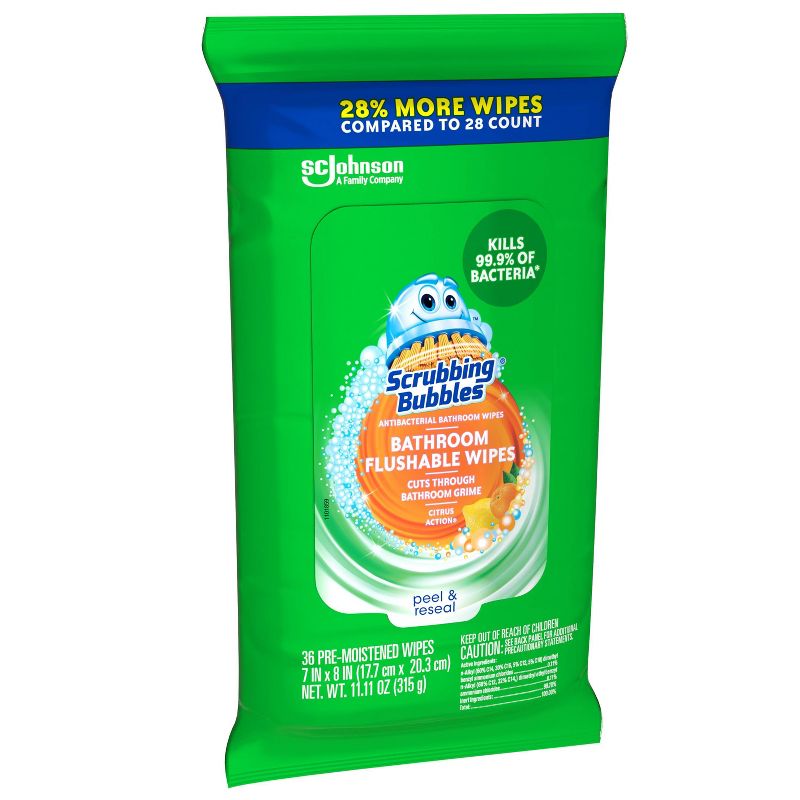 Scrubbing Bubbles Flushable Wipes 28% More - 36ct