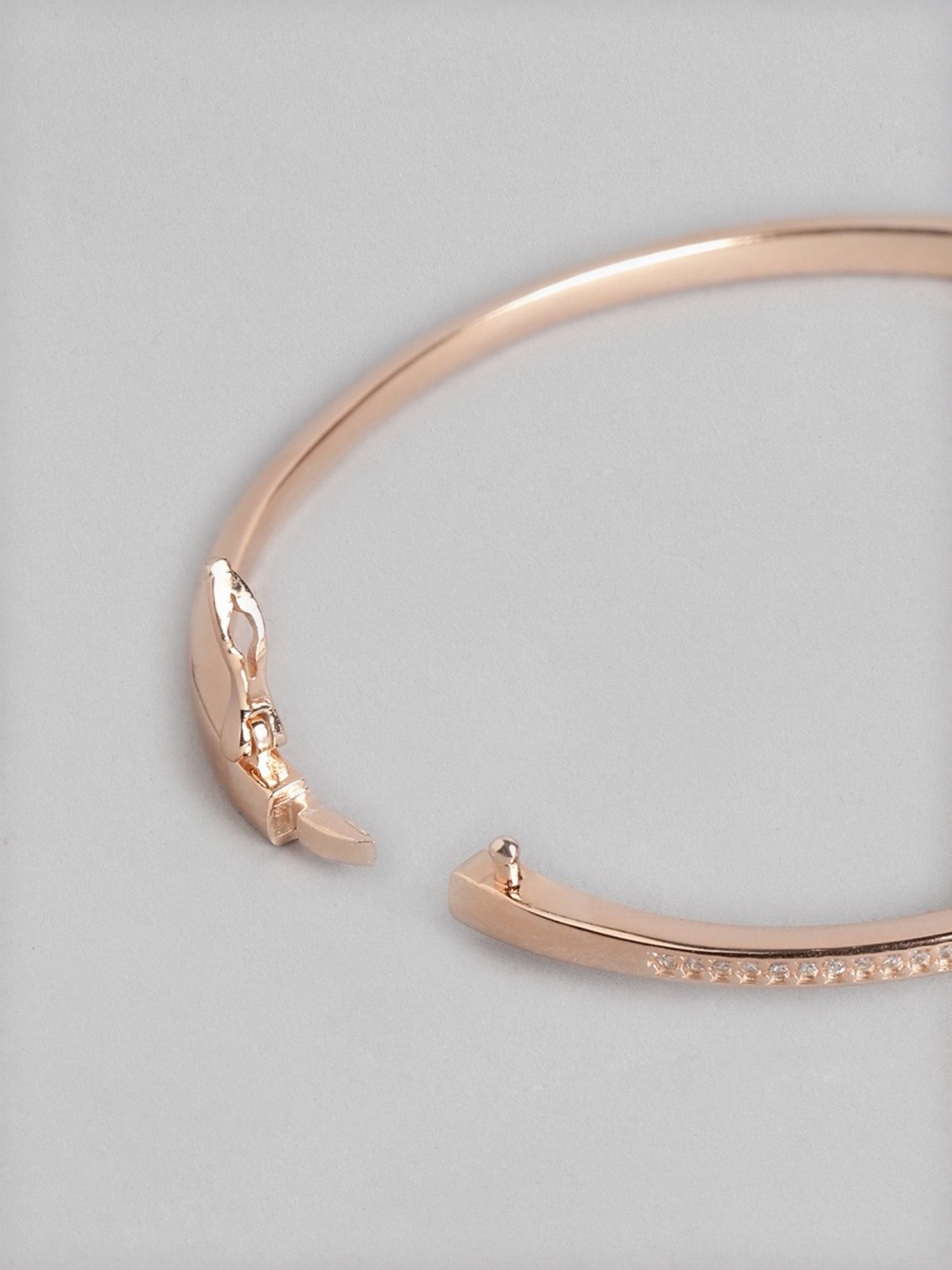 Zavya Infinity CZ Rose Gold-Plated 92.5 Sterling Silver Kada Bracelet