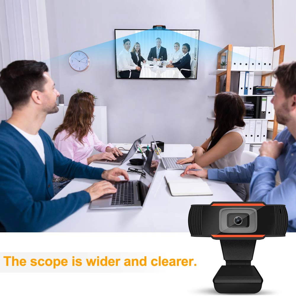 Ylife 1080P Full HD PC Webcam, USB Computer Web Camera with Built-in Microphone for PC Laptops Desktop and Gaming, Live Streaming Webcam for Video Calling (Orange)