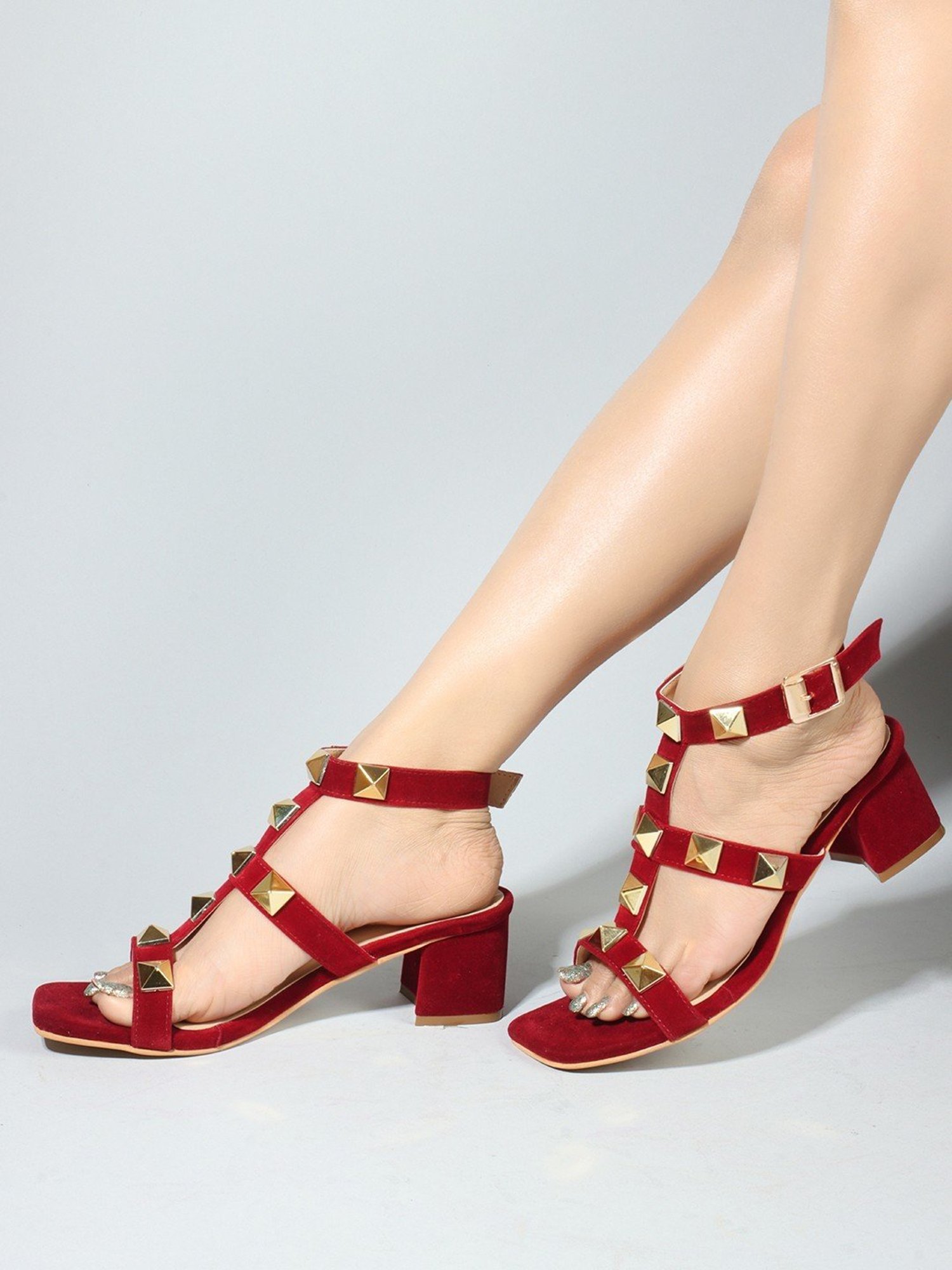 Iconics Women's Maroon Ankle Strap Sandals