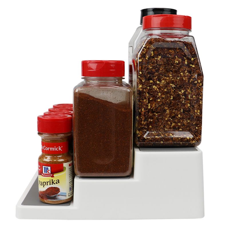 Home Basics 3 Tier  Rubber Lined Plastic Seasoning Rack, White