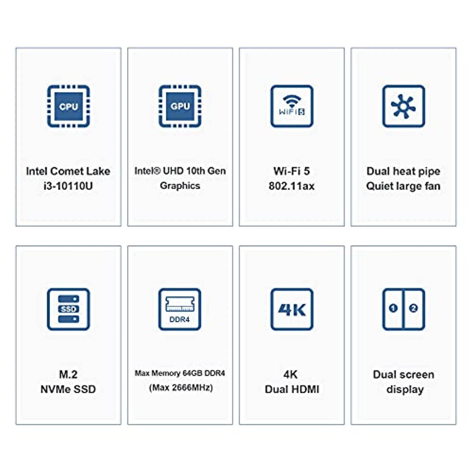 Beelink SEI10 Mini Pc Windows 10 Pro,with 10th Generation Intel Comet Lake i3-10110U(Up to 4.1GHz) 8G DDR4 256GB NVMe SSD Intel UHD Graphics Dual HDMI 4K Mini Computer WiFi 6,BT5.0