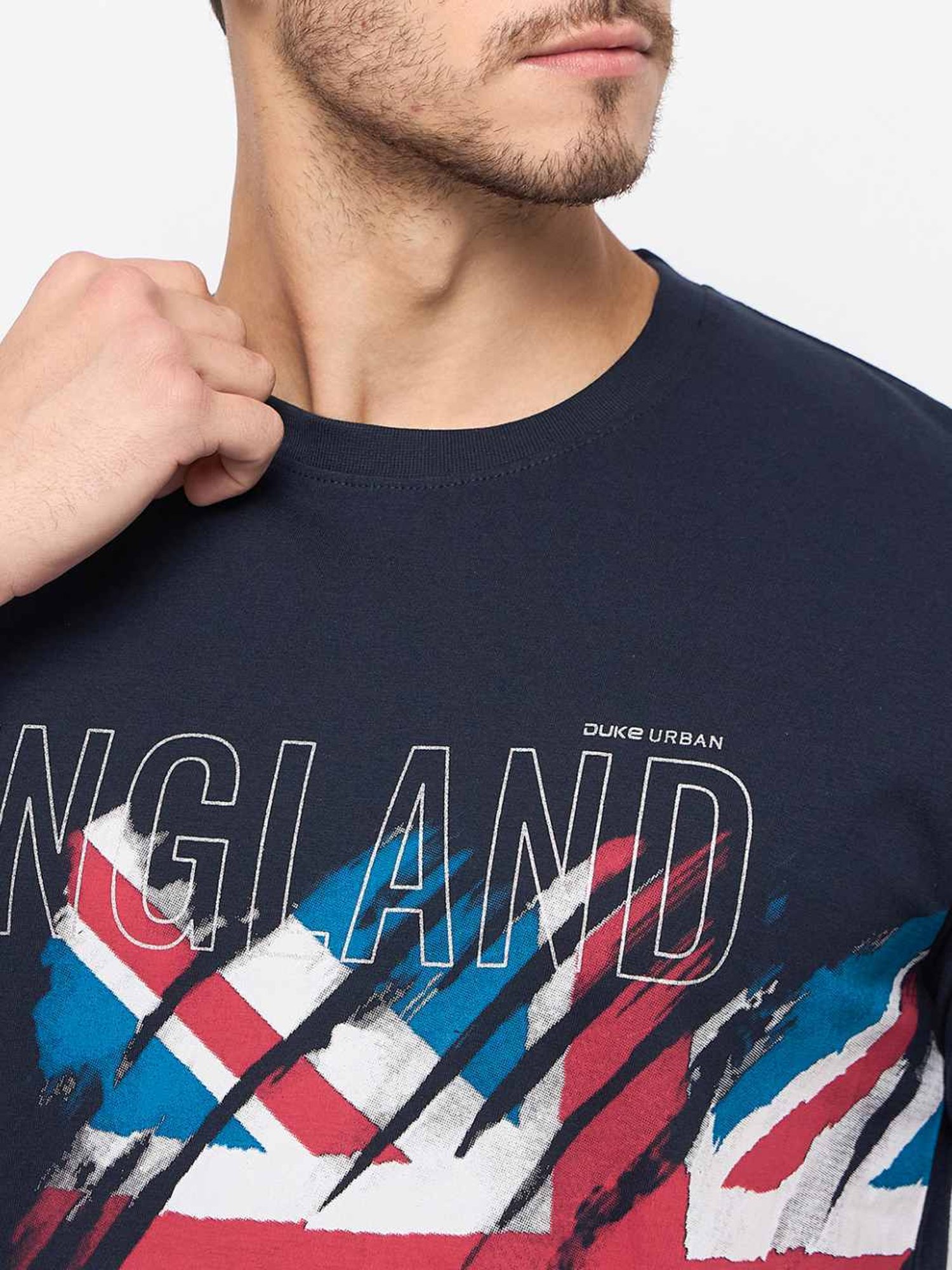 Duke Navy Slim Fit Printed T-Shirt