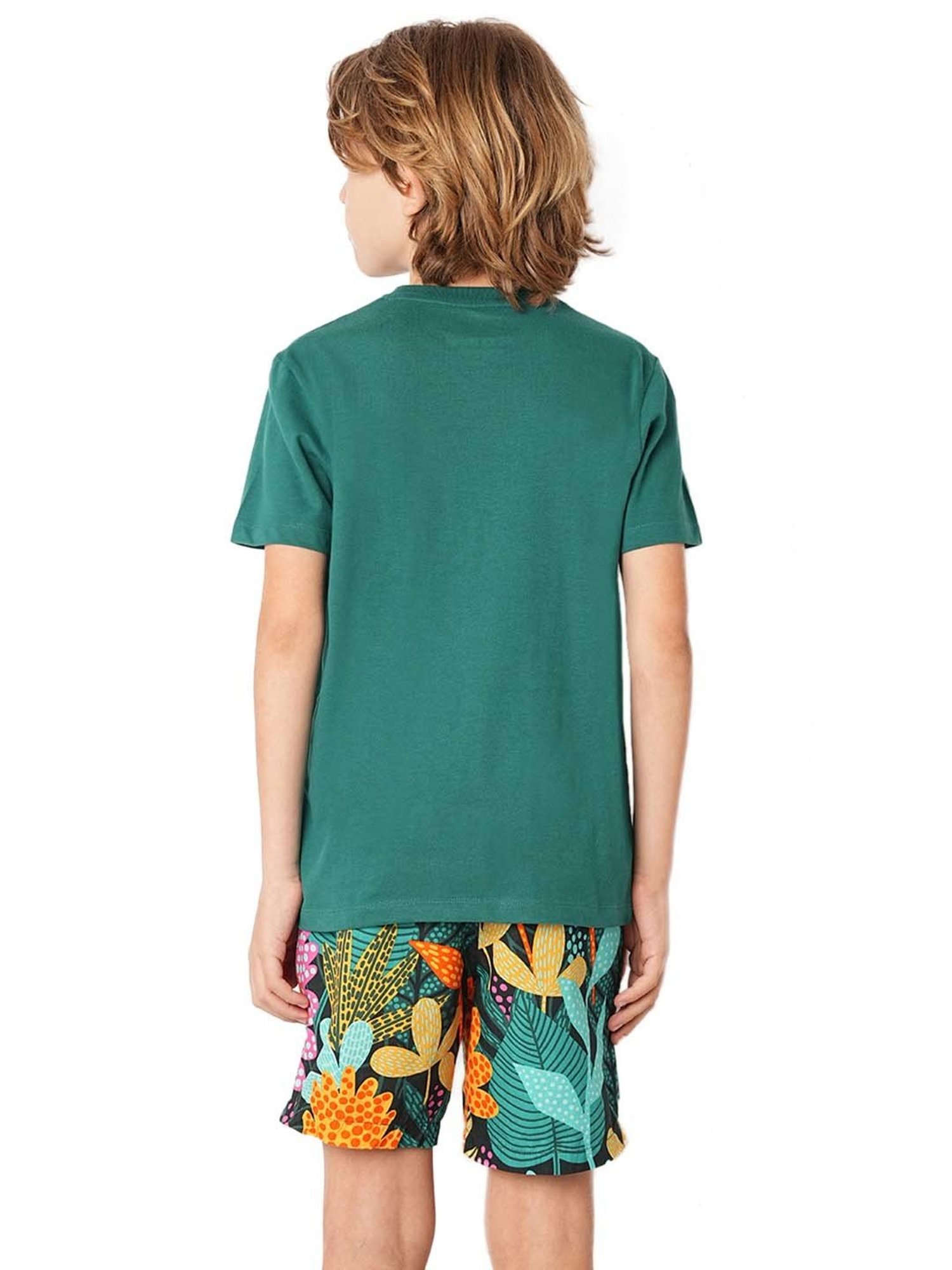 Jack & Jones Junior Teal Blue Cotton Printed T-Shirt