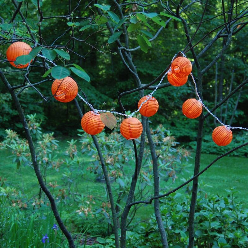 10ct 3" Electric String Light with Nylon Lanterns Orange