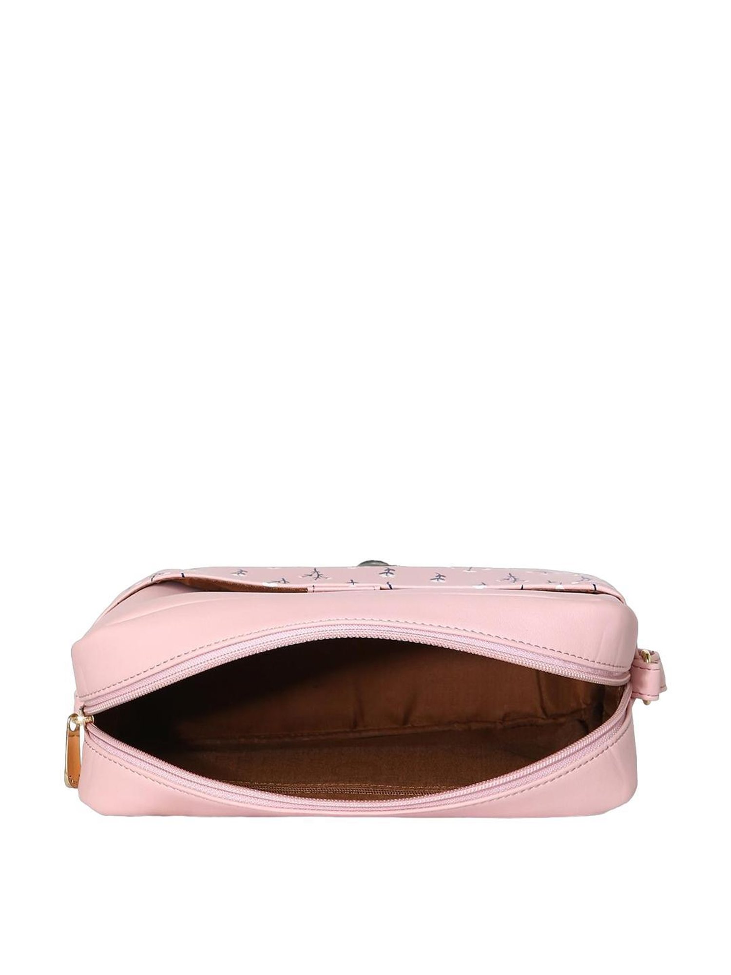 Caprese Pensa Powder Pink Faux Leather Floral Sling Handbag