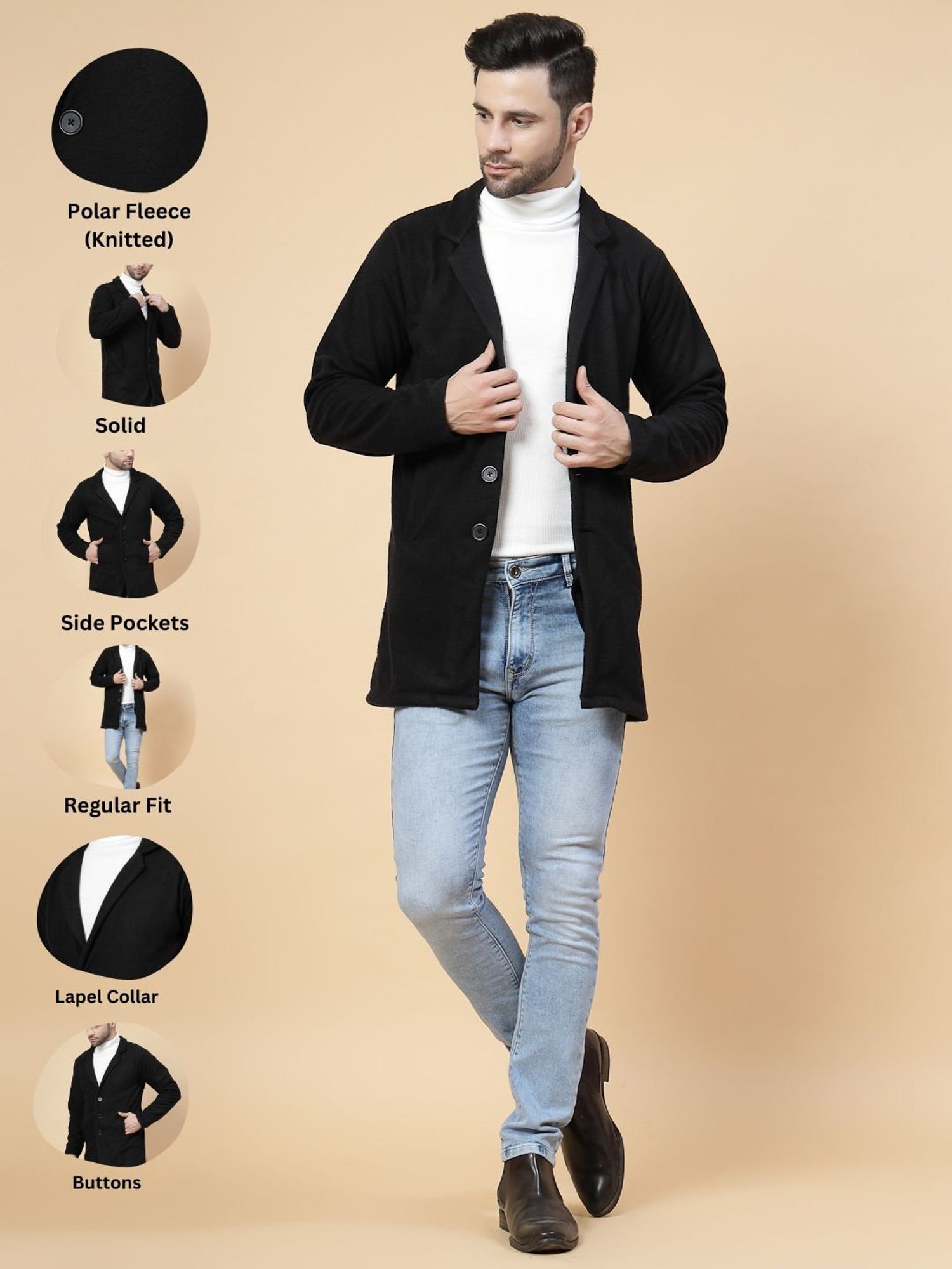 Rigo Black Regular Fit Overcoat