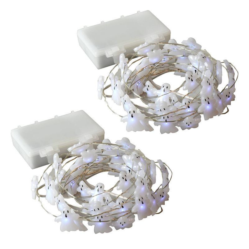 Lumabase 2ct Battery Operated LED Ghost Halloween Mini String Lights