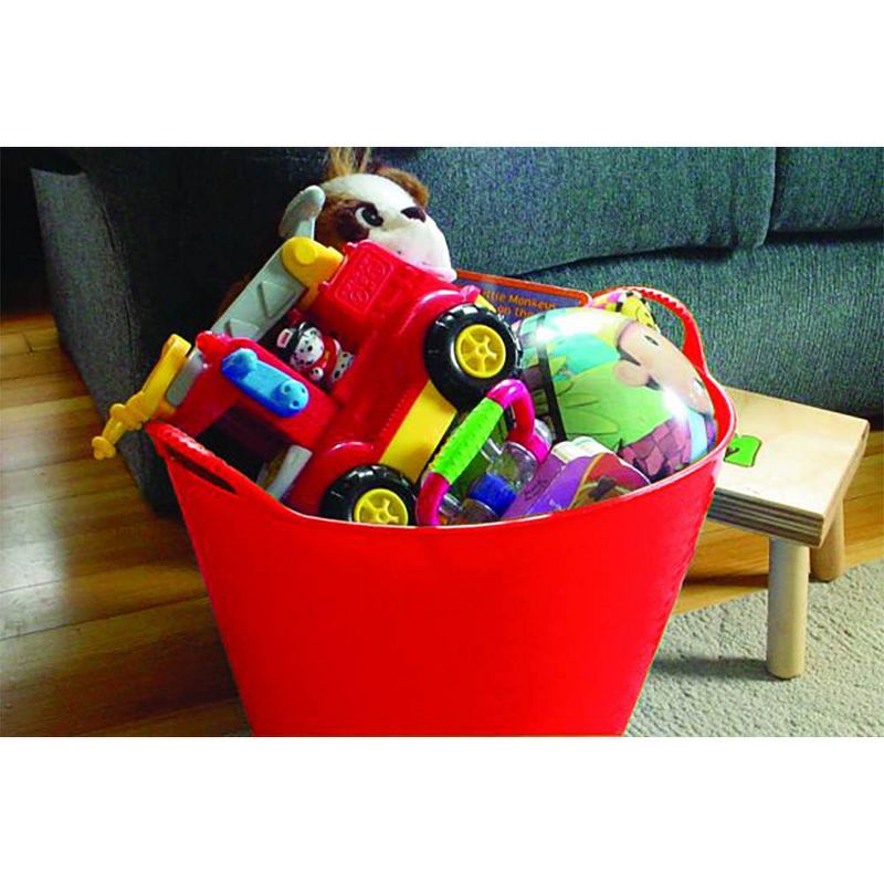 Little Giant FT11RED 11 Gallon Indoor Outdoor Heavy Duty Impact Resistant Multipurpose Farm Bucket Rubber Flex Tub with Handles (4 Pack)