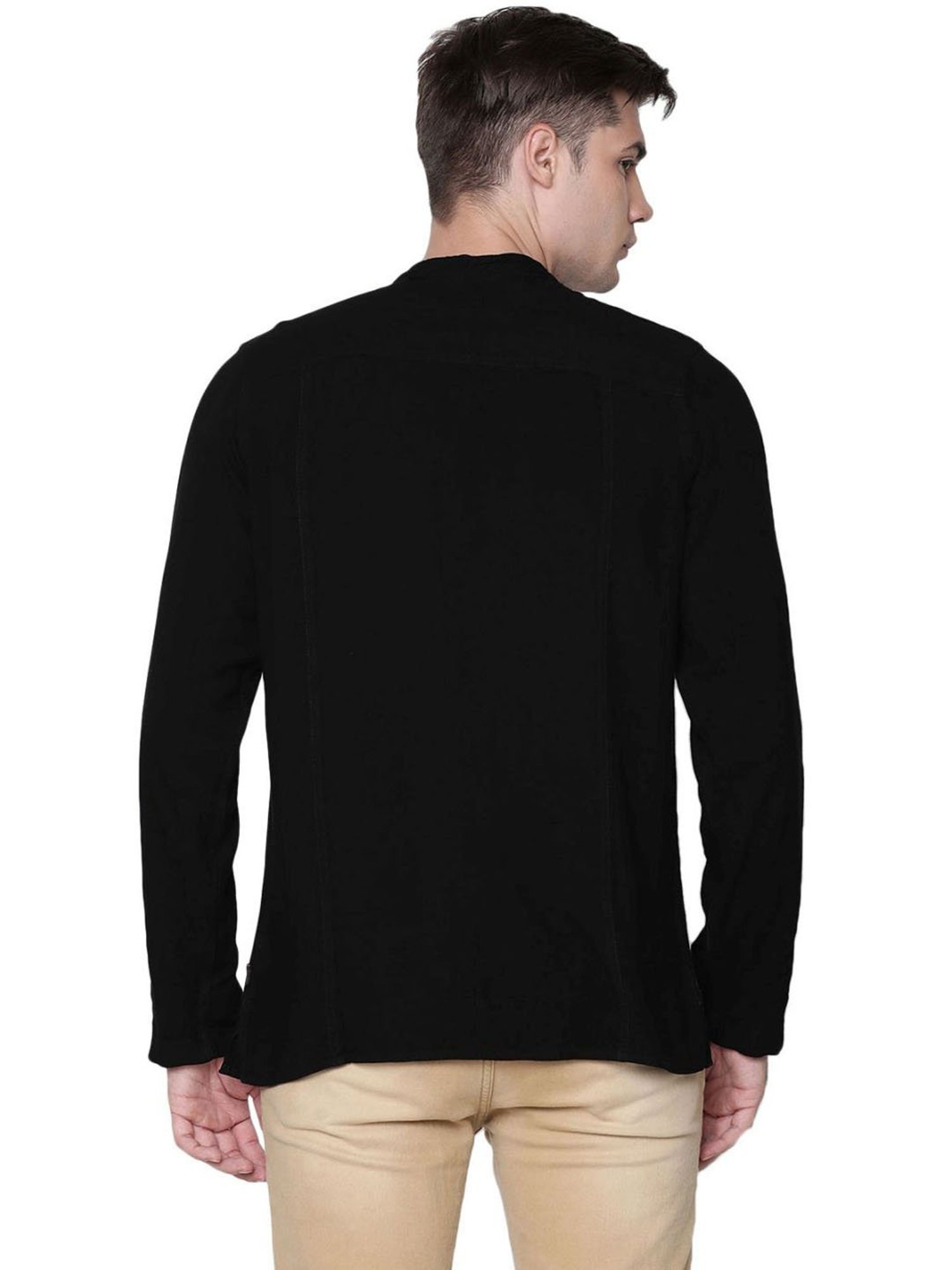 Identiti Black Tapered Fit Short Kurta