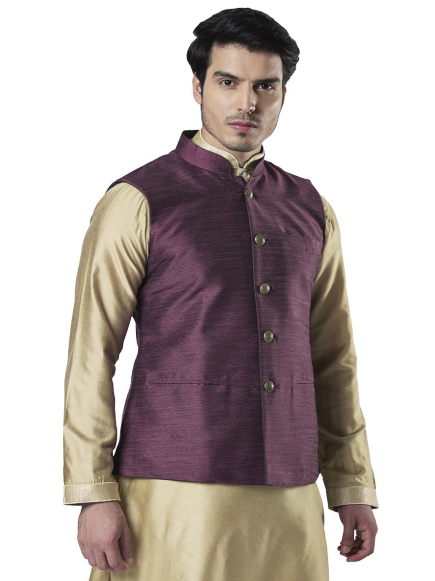 VASTRAMAY Teal Green Regular Fit Printed Nehru Jacket