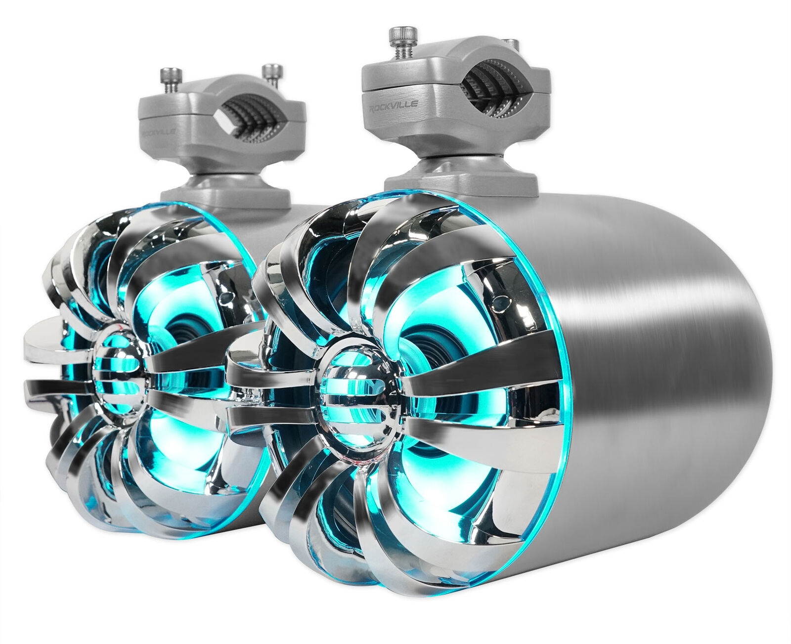 2   WB65KLED 6.5" 600w Metal Marine Wakeboard LED Tower Speakers+Remote