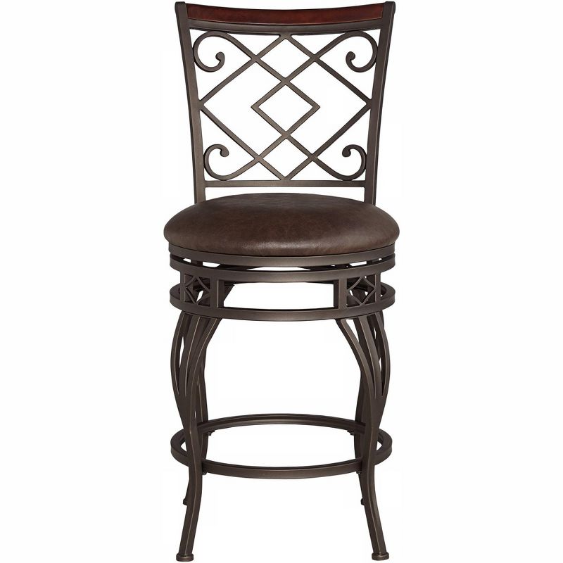 Kensington Hill Hartley 25" Wood and Bronze Metal Swivel Counter Stool
