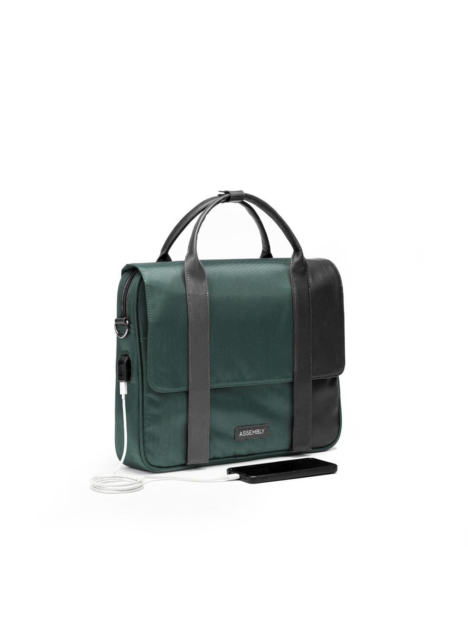 Assembly Green Medium Laptop Messenger Bag with USB Charging Port