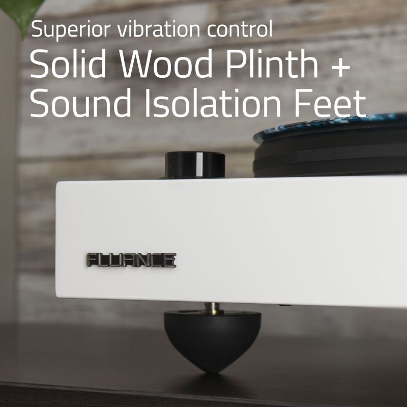 Fluance RT83 Reference High Fidelity Vinyl Turntable Record Player with Ortofon 2M Red Cartridge, Speed Control Motor, Solid Wood Plinth, Vibration Isolation Feet - Piano White