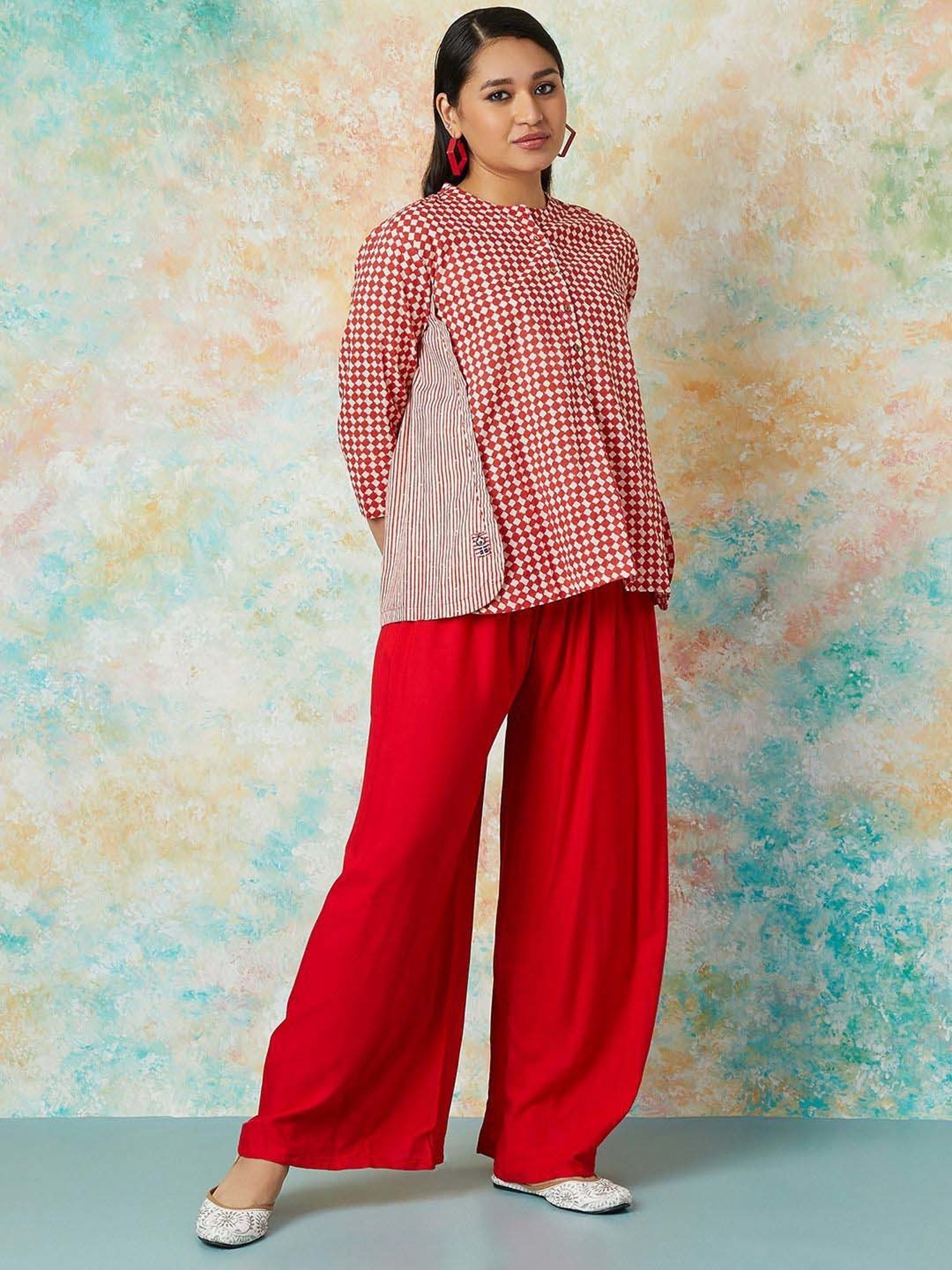 Melange by Lifestyle Red Cotton Printed Tunic