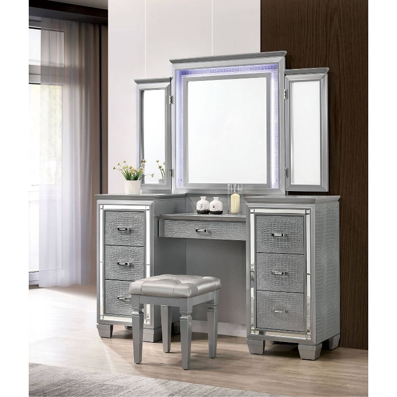 2pc Mallery Vanity Set with Stool Silver - HOMES: Inside + Out