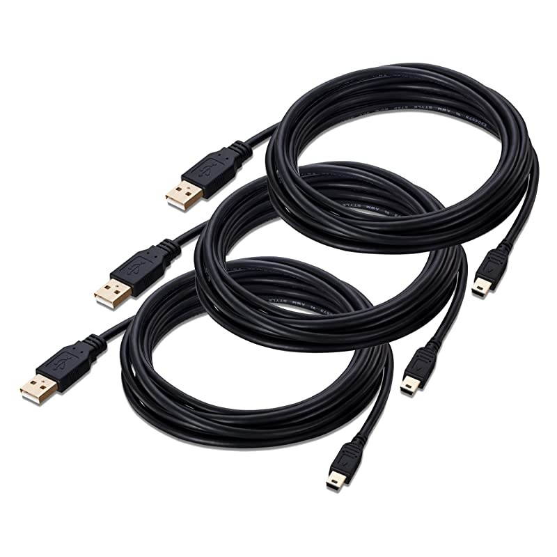 Mini USB Cable 3 ft, 3 Pack USB 2.0 Type A to Mini 5 Pin B Cable USB Mini B