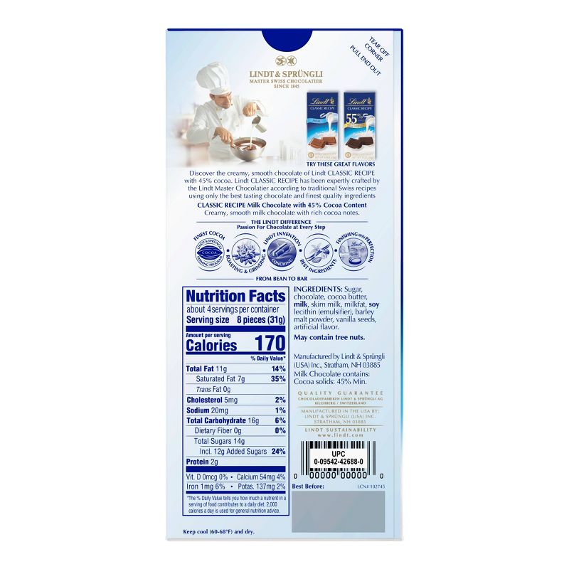 Lindt Classic Recipe 45% Bar - 4oz