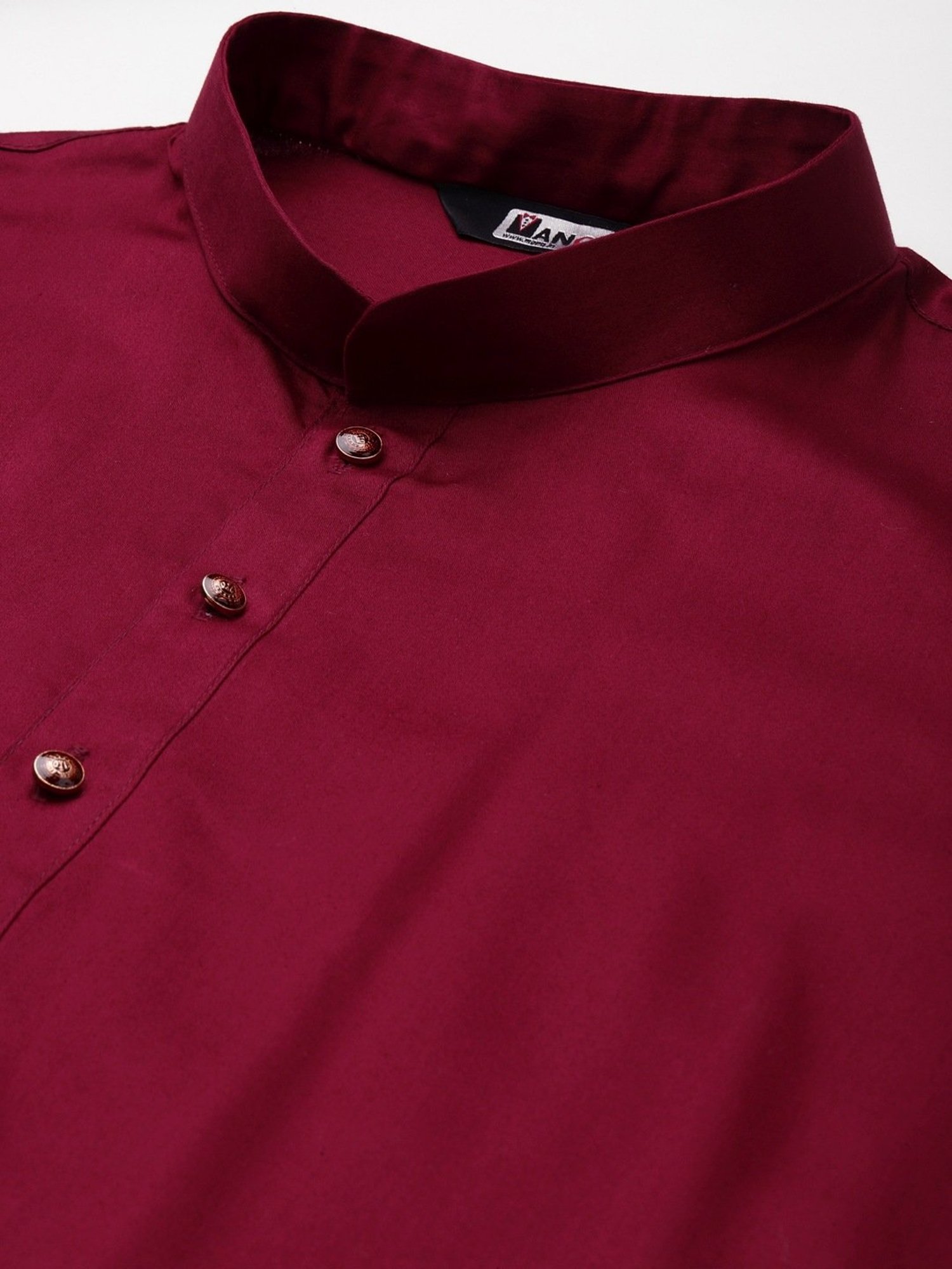 ManQ Maroon Regular Fit Ethnic Wear