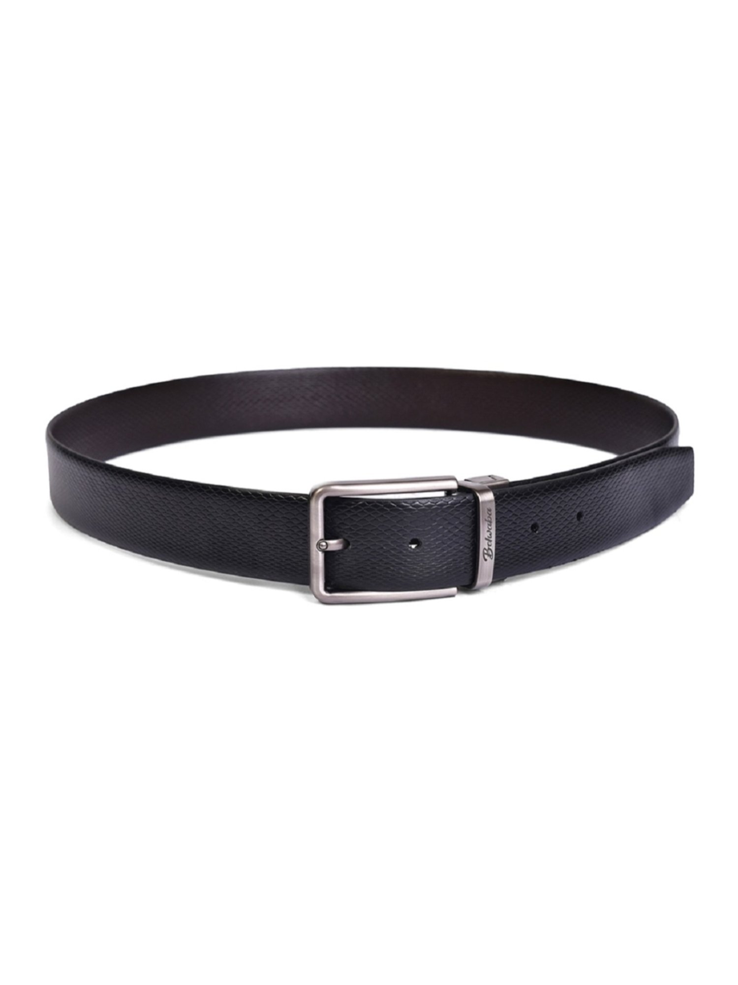 BELWABA Black & Brown Formal Reversible Leather Belt for Men