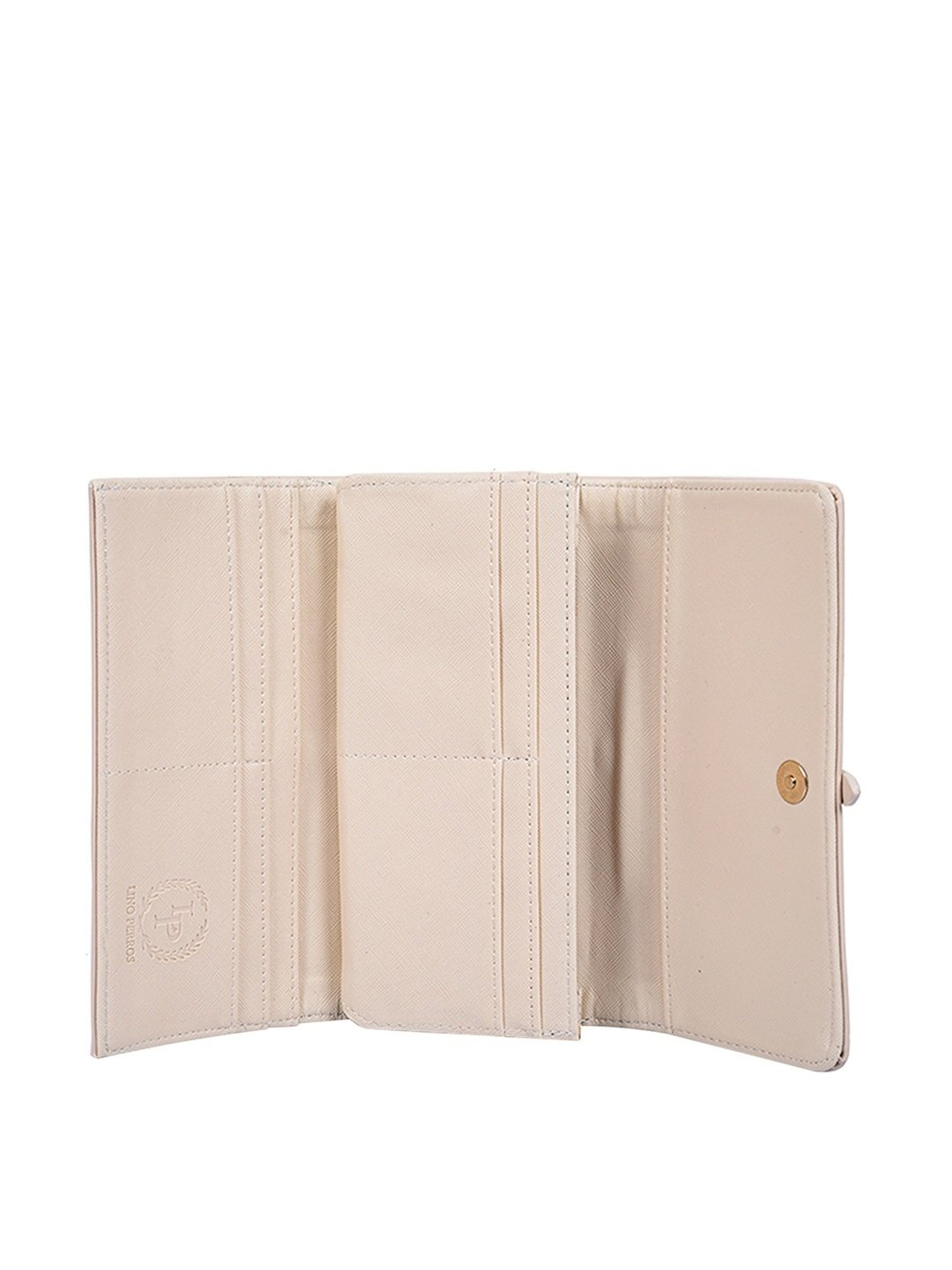 Lino Perros Core Beige Textured  Tri-Fold Wallet for Women