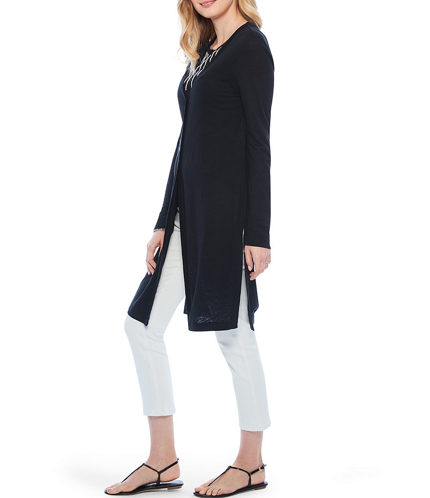 NIC + ZOE Drifting Long Sleeve Button Front Linen Blend Cardigan