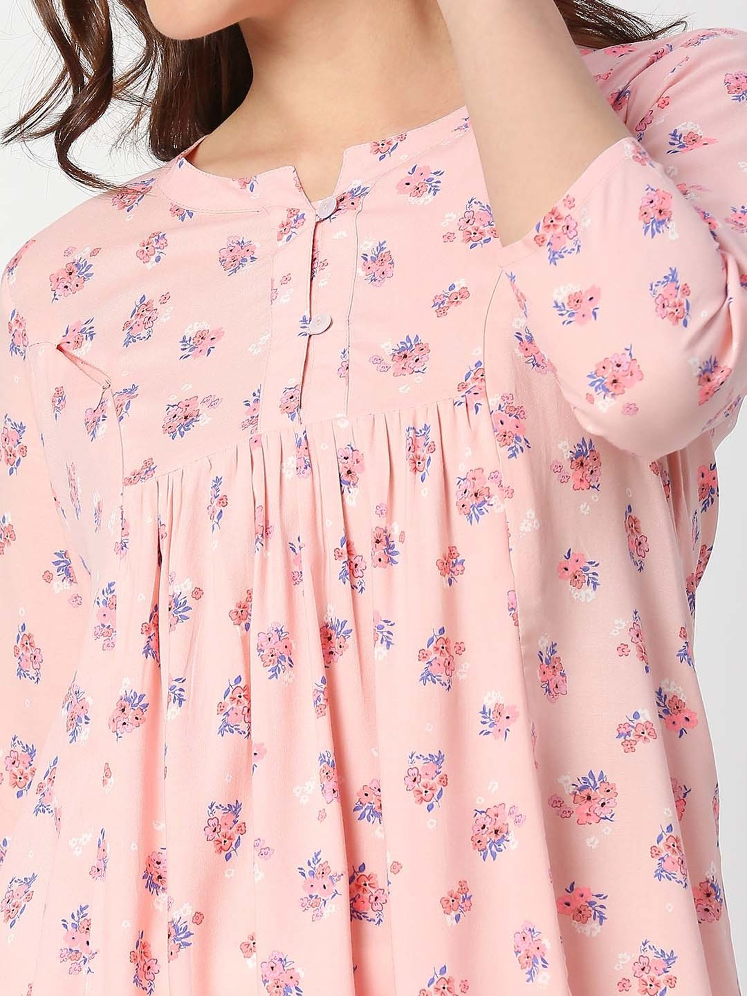 Mee Mee Peach Cotton Printed Top
